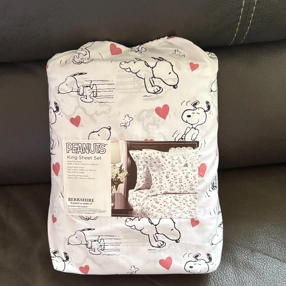 Peanuts snoopy with hearts king sheet set